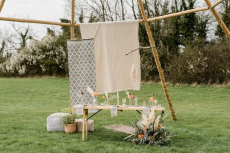 Landscape Wedding Creations UK Naked Tipi With Outdoor Dining Table Style - Cotswold Tipis Spring Open Day