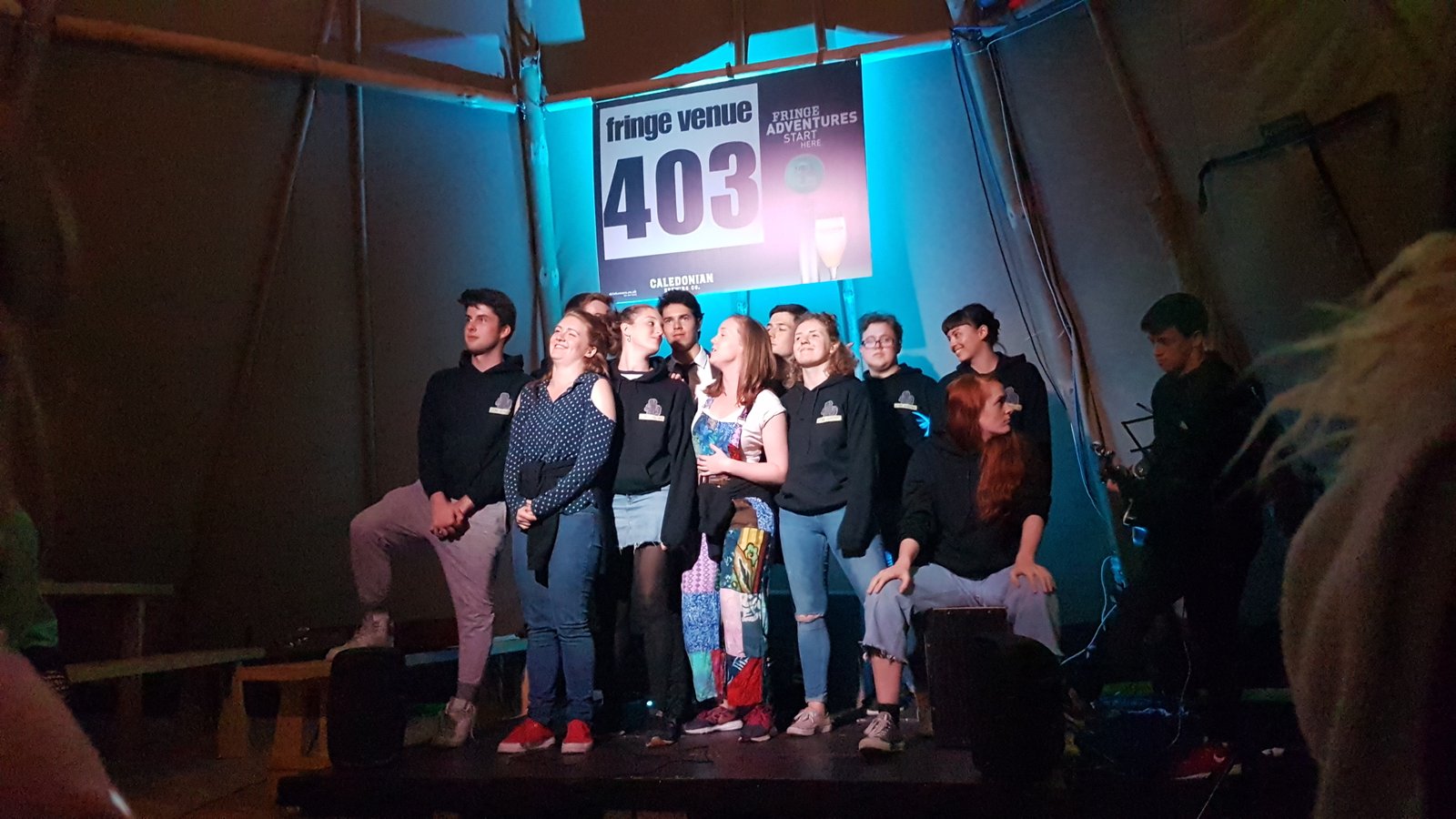 The Spring Awakening cast performing in the Tipis at Edinburgh Festival Camping 2018