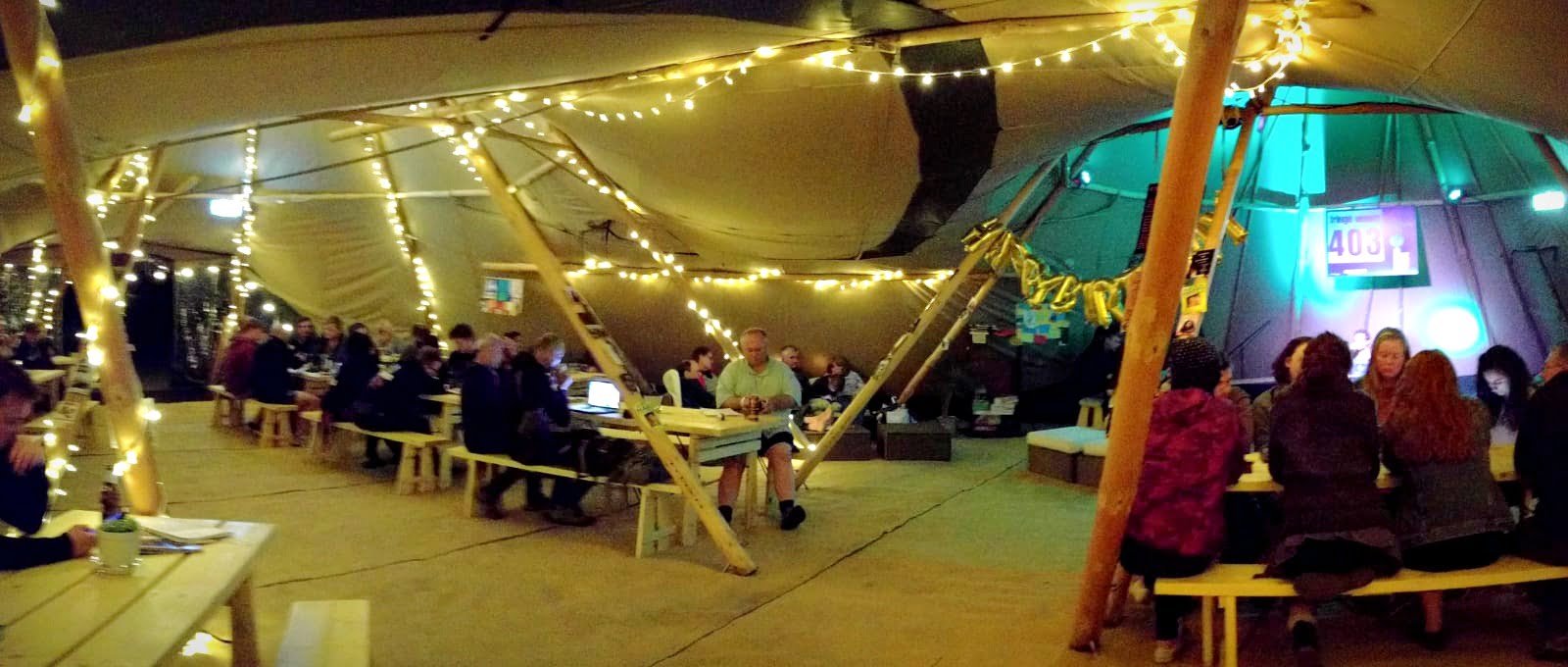 The inside of the tipis at Edinburgh Festival Camping 2018