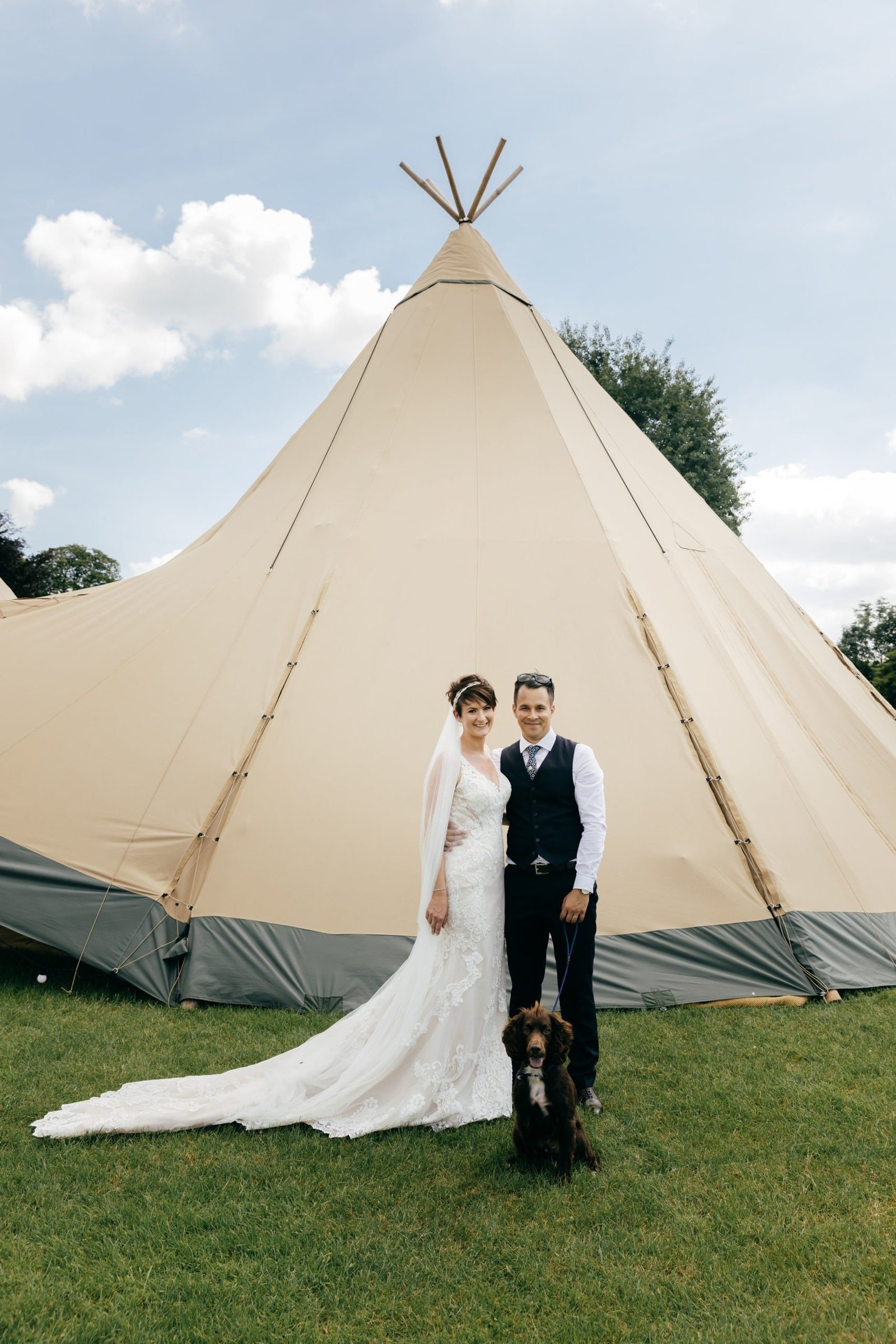 Happy couple Stacey and Hassan at Tipi Wedding